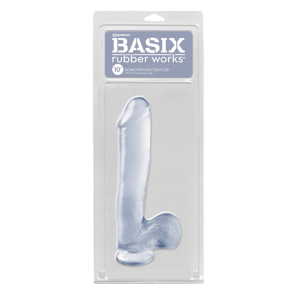 Basix Rubber Works 10&quot; Dong with Suction Cup Clear