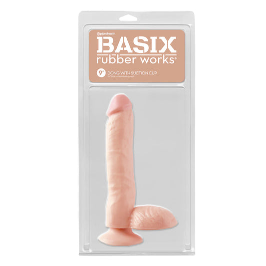 Basix Rubber Works 9&quot; Dong with Suction Cup Flesh