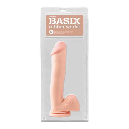 Basix Rubber Works 12&quot; Dong with Suction Cup Flesh