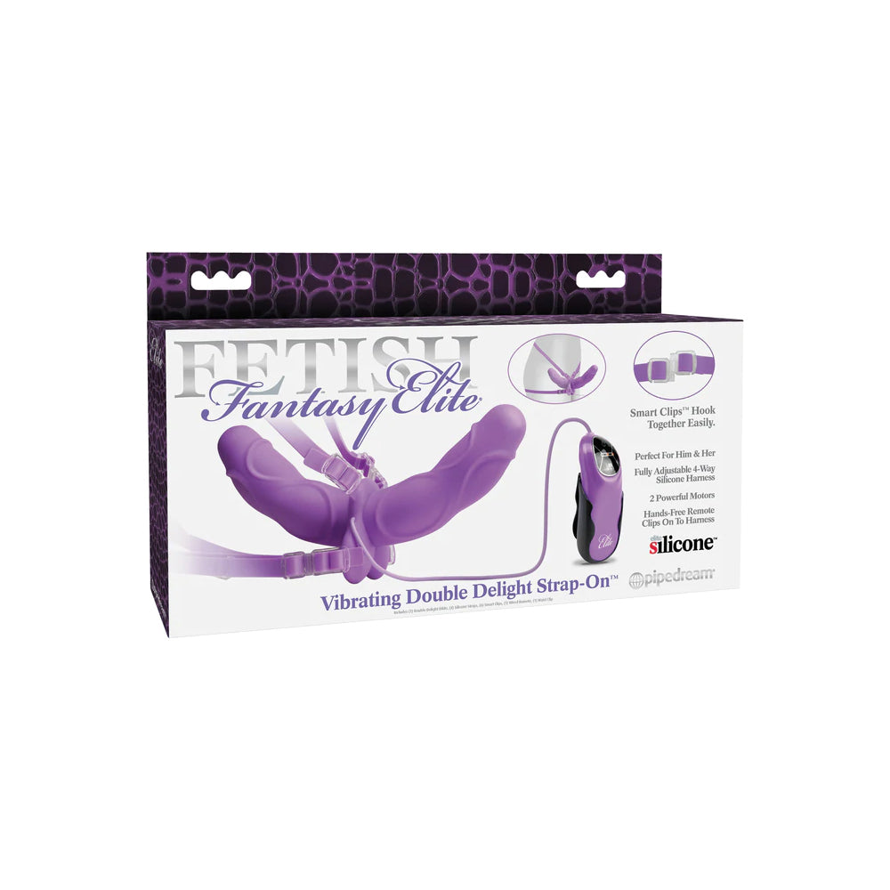 Fetish Fantasy Elite Vibrating Double Delight Strap-On Purple