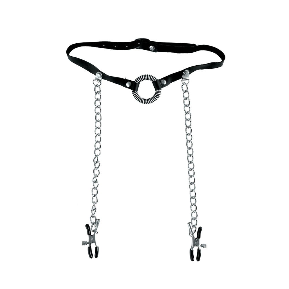 Fetish Fantasy Series Limited Edition O-Ring Gag & Nipple Clamps Black