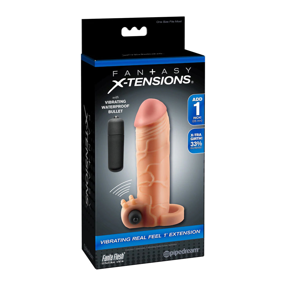 Fantasy X-tensions Vibrating Real Feel 1&quot; Extension Flesh