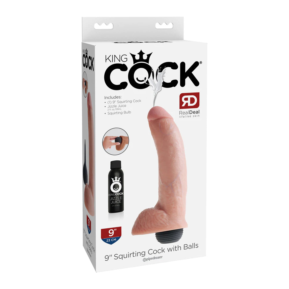 King Cock 9&quot; Squirting Cock w/ Balls Flesh