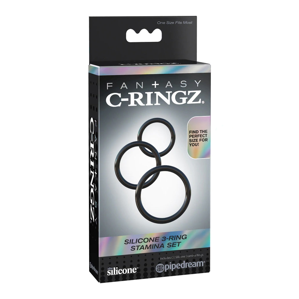 Fantasy C-Ringz Silicone 3-Ring Stamina Set Black