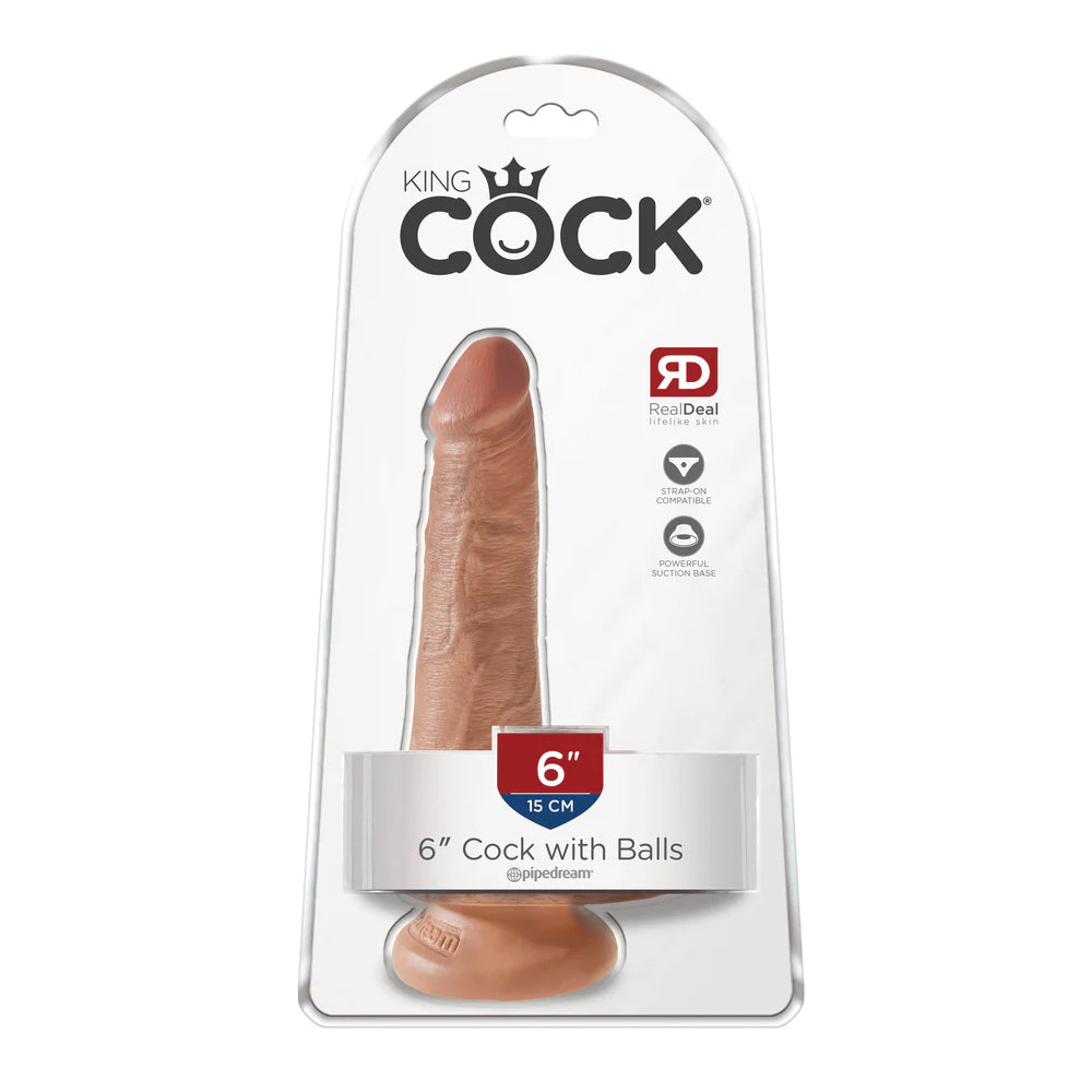 King Cock 6&quot; Cock With Balls Tan