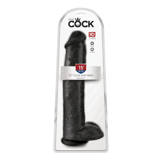 King Cock 15&quot; Cock With Balls Black