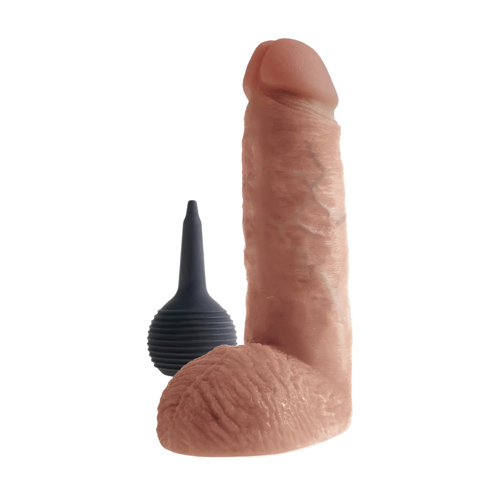 King Cock 8&quot; Squirting Cock W/ Balls Tan