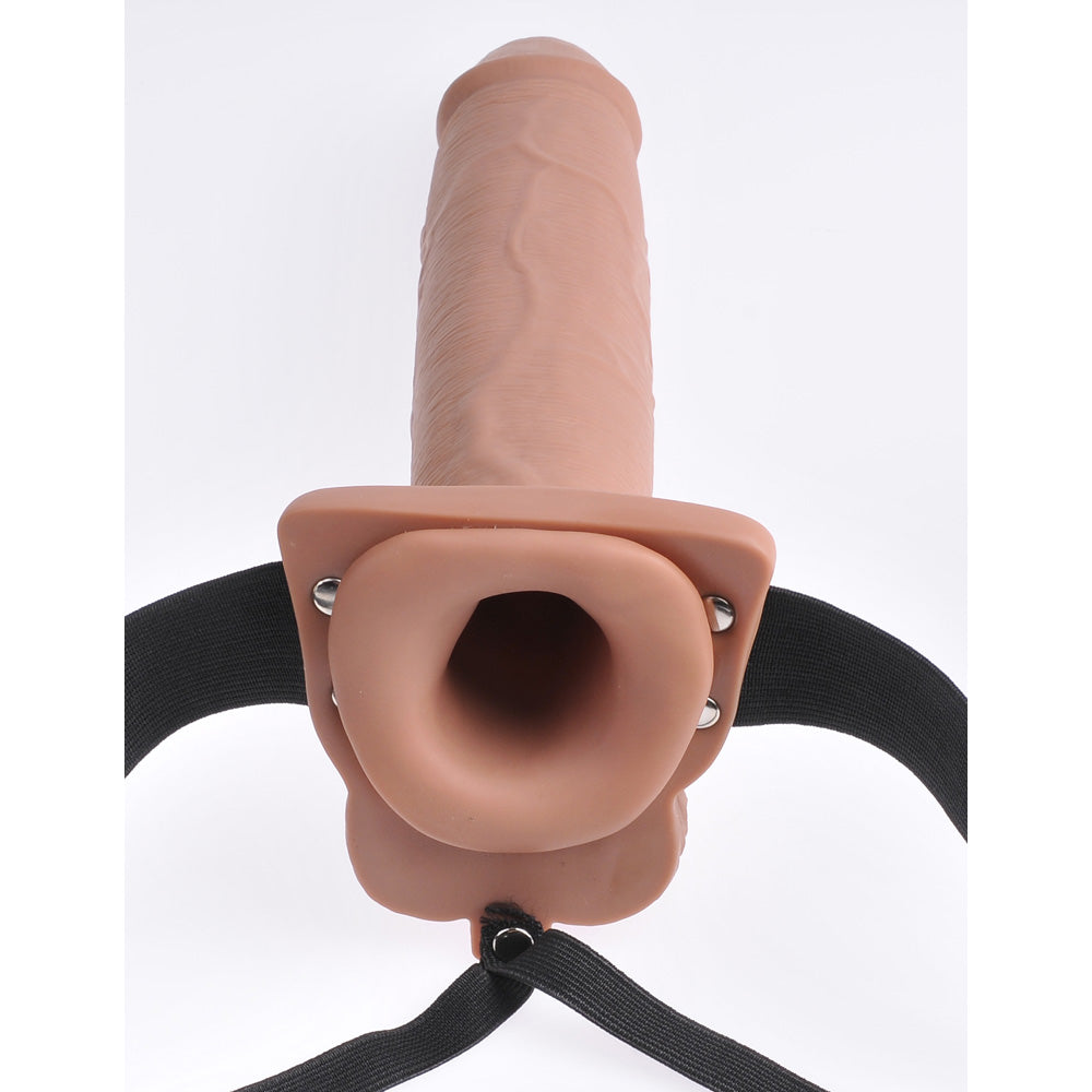 Fetish Fantasy 10&quot; Hollow Rechargeable Strap-On With Remote Tan