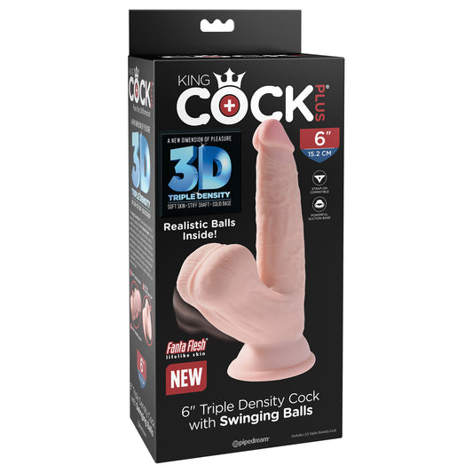 King Cock Plus 6&quot; Triple Density Cock With Swinging Balls