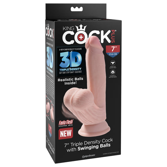 King Cock Plus 7&quot; Triple Density Cock With Swinging Balls