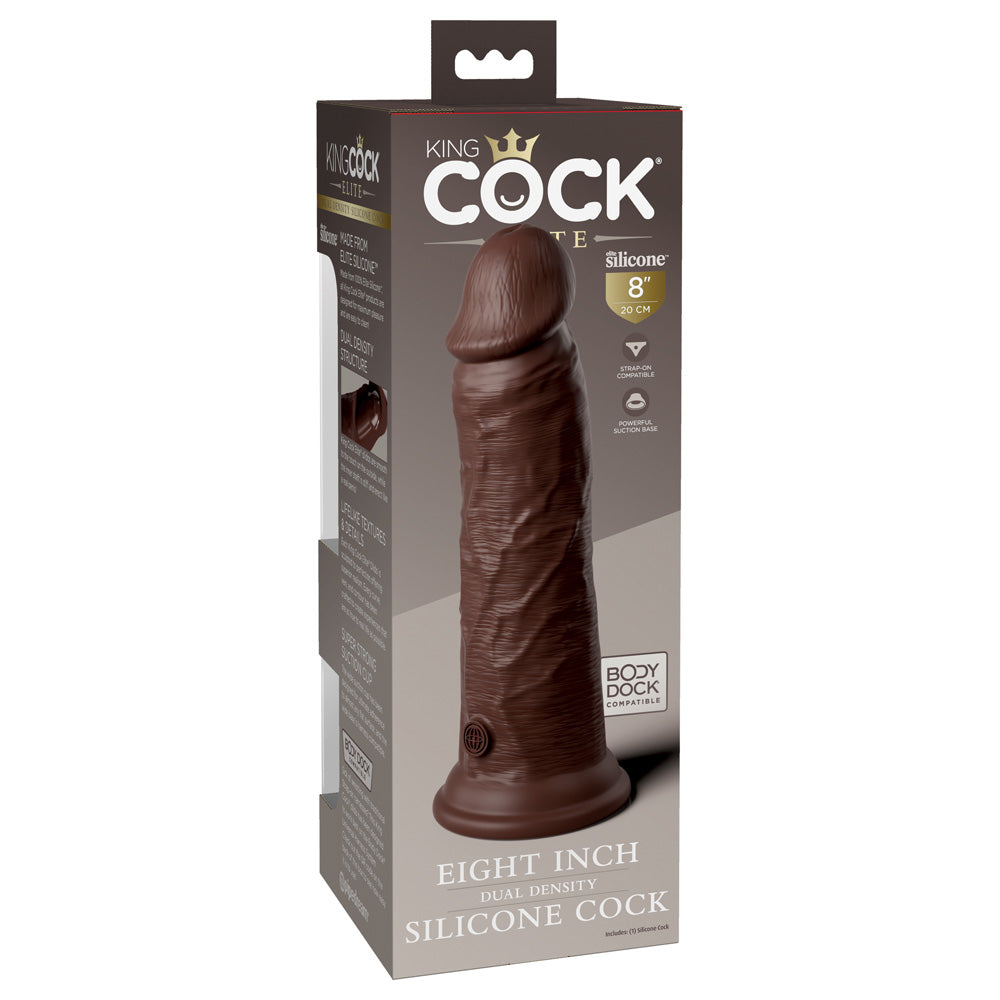 King Cock Elite 8&quot; Dual Density Silicone Cock Brown