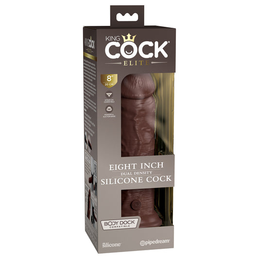 King Cock Elite 8&quot; Dual Density Silicone Cock Brown