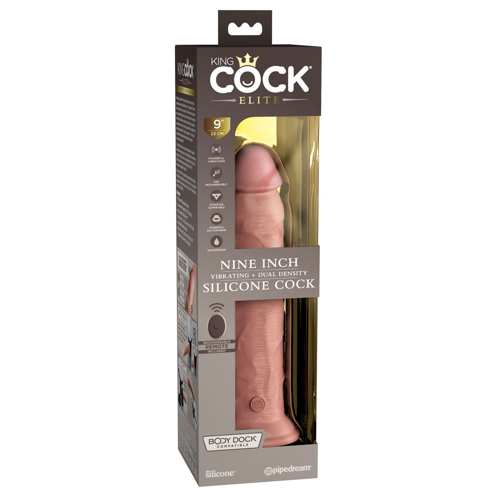 King Cock Elite 9&quot; Dual Density Vibe Silicone Cock Light