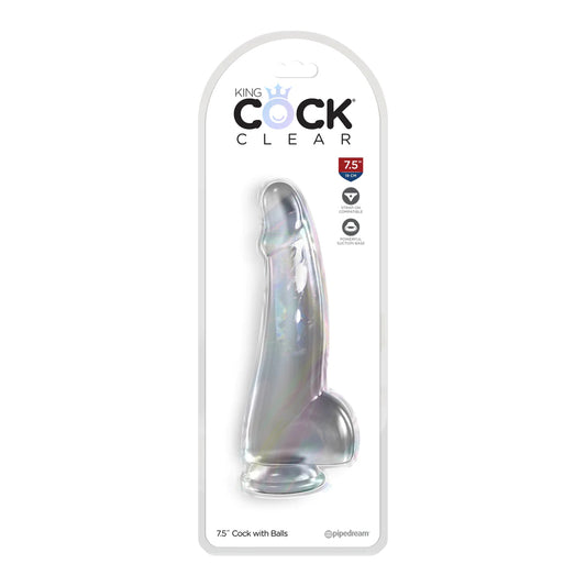 King Cock Clear 7.5&quot; With Balls Clear