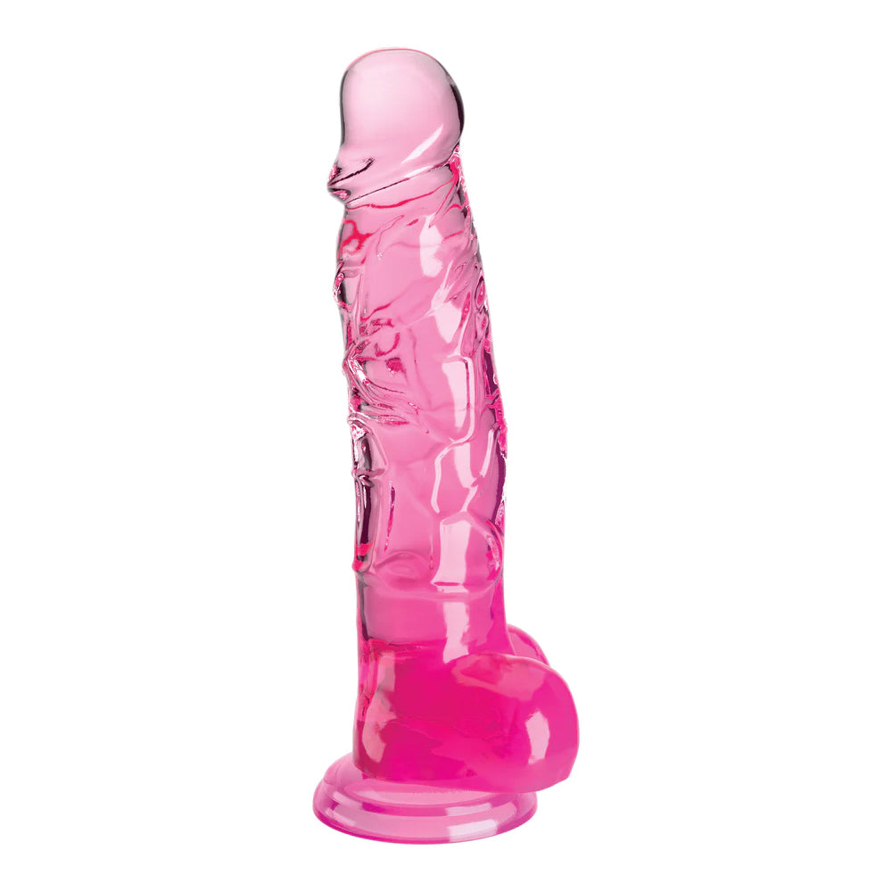 King Cock Clear 8&quot; With Balls Pink