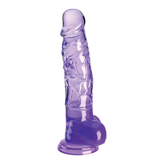 King Cock Clear 8&quot; With Balls Purple