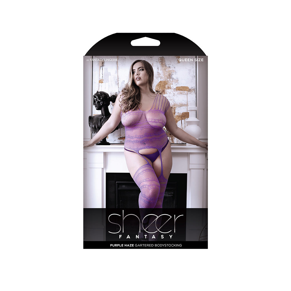 Purple Haze Gartered Bodystocking Queen Size