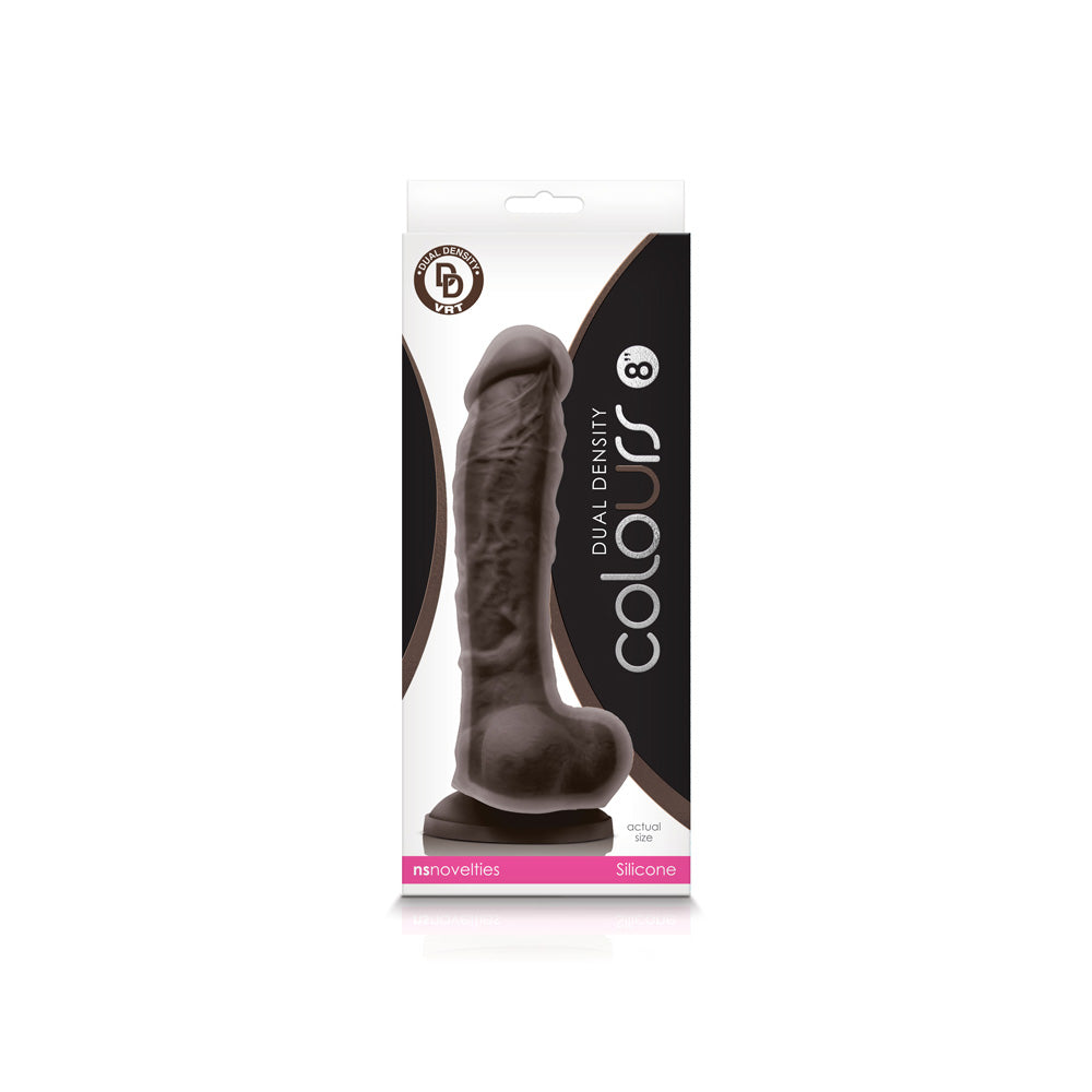 Colours Dual Density 8&quot; Dildo Dark Brown