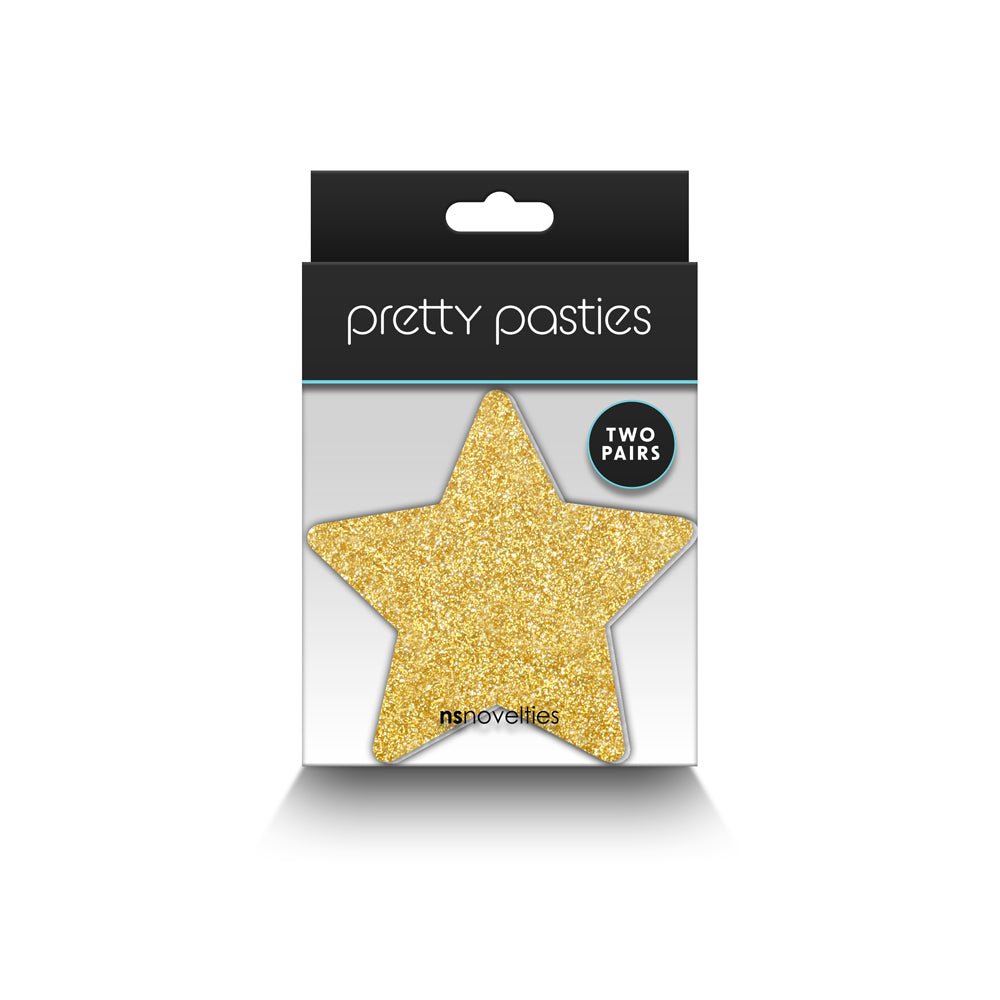 Pretty Pasties Glitter Stars Black/Gold 2 Pair