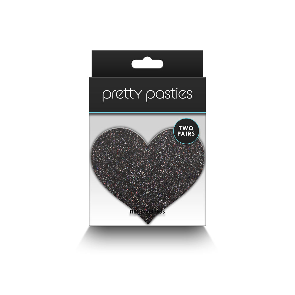 Pretty Pasties Glitter Hearts Black/Gold 2 Pair