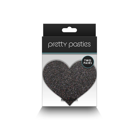 Pretty Pasties Glitter Hearts Black/Gold 2 Pair