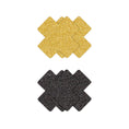 Load image into Gallery viewer, Pretty Pasties Glitter Cross Black/Gold 2 Pair
