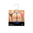 Load image into Gallery viewer, Aster Crotchless Flower Pearl Thong Royal Blue Queen Size
