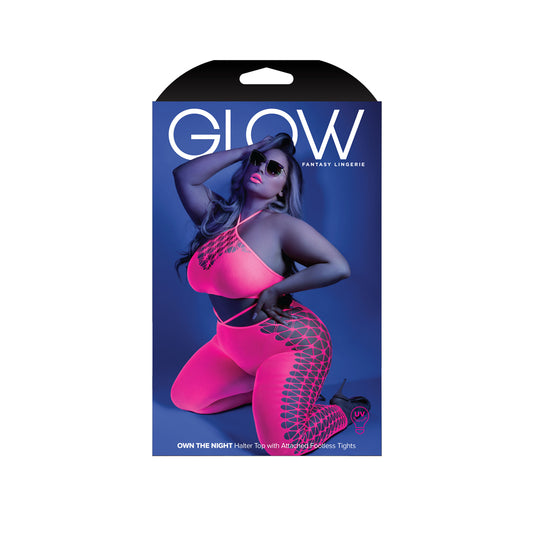 Own The Night Bodystocking Queen Size Neon Pink