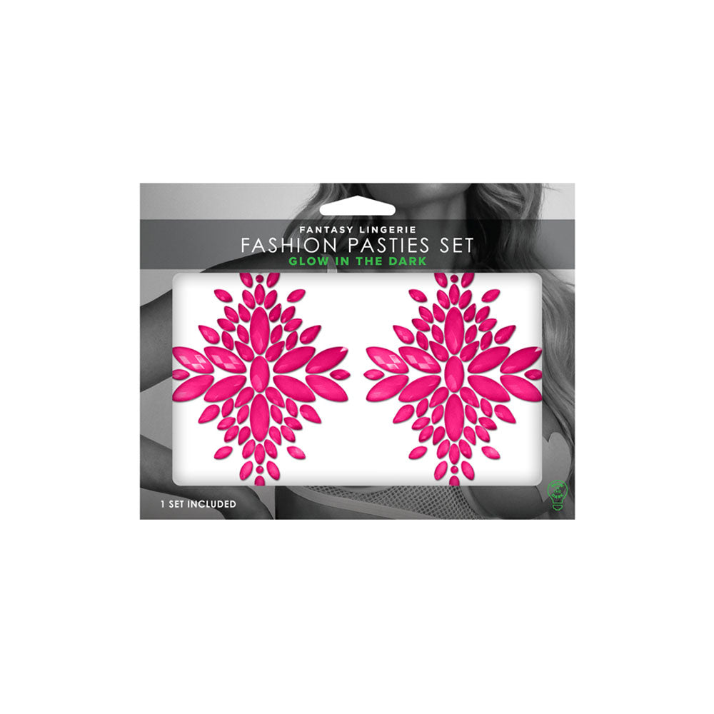 Fashion Pasties Set Neon Pink Crystal Pasties