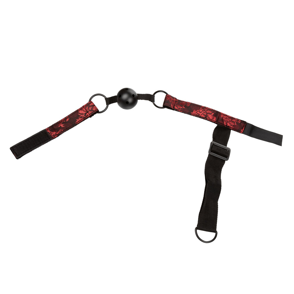 Scandal Breathable Ball Gag With Cuffs Red