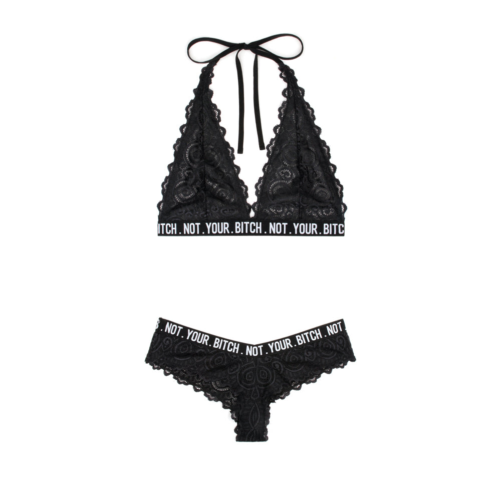 Not Your Bitch Bralette & Cheeky Panty Set Queen Size