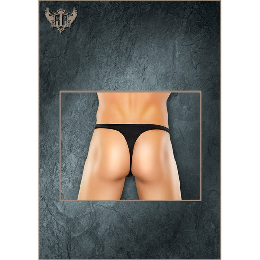 Nylon Spandex Pull Tab Thong Black One Size