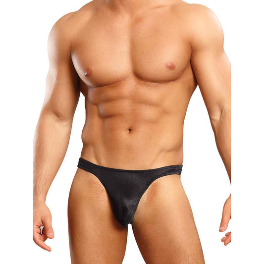 Satin Spandex Bong Thong Black L/Xl