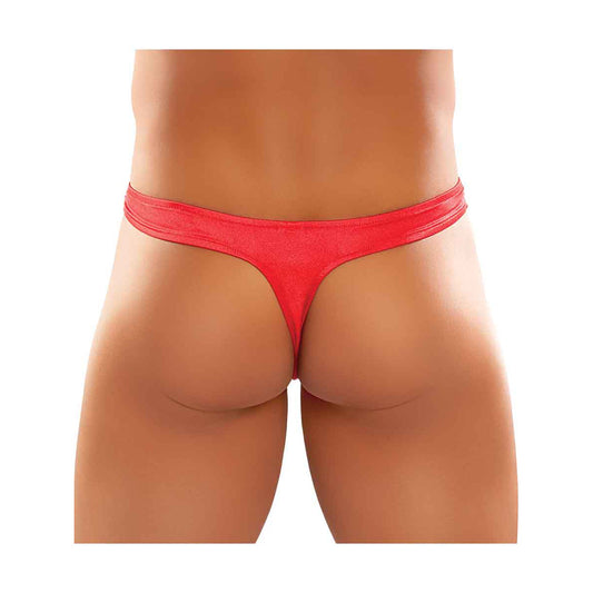 Satin Spandex Bong Thong Red L/Xl