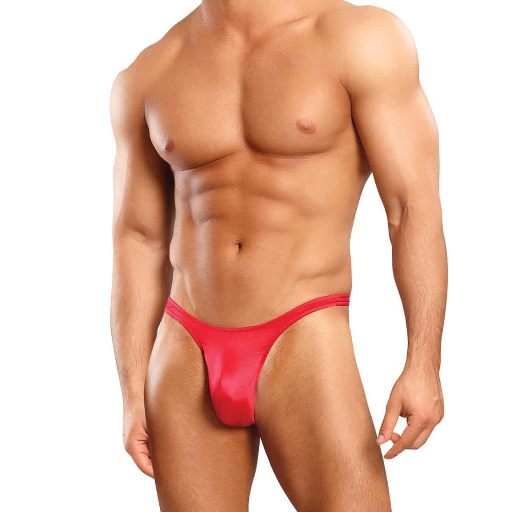 Satin Spandex Bong Thong Red S/M