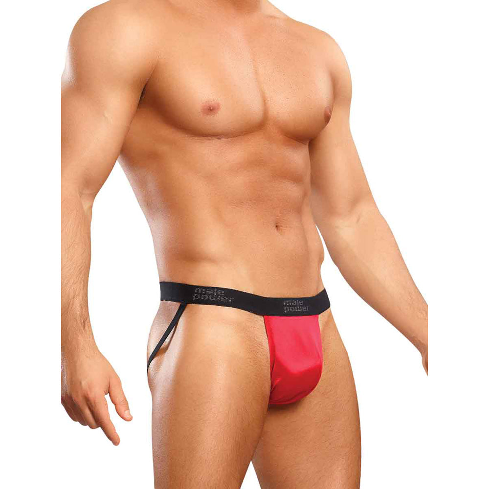 Satin Spandex Jock Red L/Xl