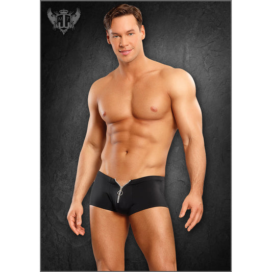 Nylon Spandex Zipper Short Black L/Xl