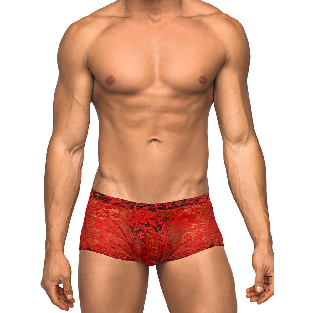 Stretch Lace Mini Short Red L