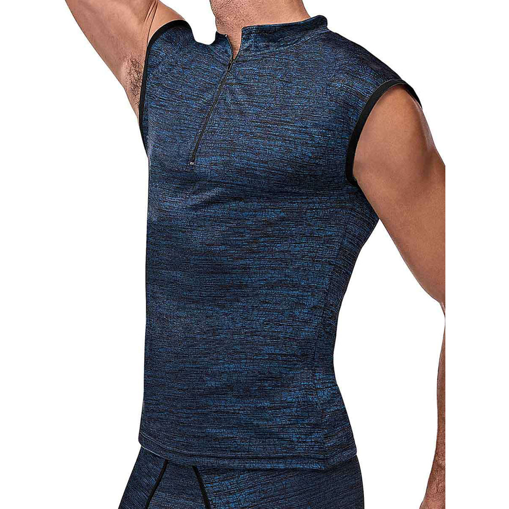 Peak Performance Zipper Muscle Tank Blue Small