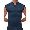 Load image into Gallery viewer, Peak Performance Zipper Muscle Tank Blue Medium
