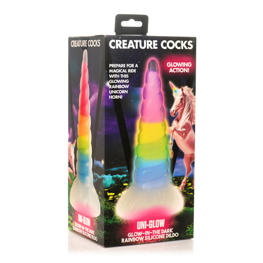 Creature Cocks Creature Cocks Uni-Glow Glow-In-The-Dark Rainbow Silicone Dildo