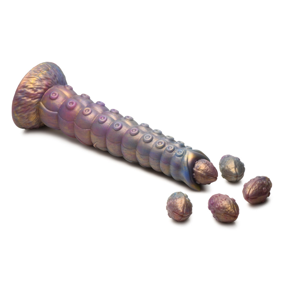 Creature Cocks Deep Invader Tentacle Ovipositor Silicone Dildo With Eggs