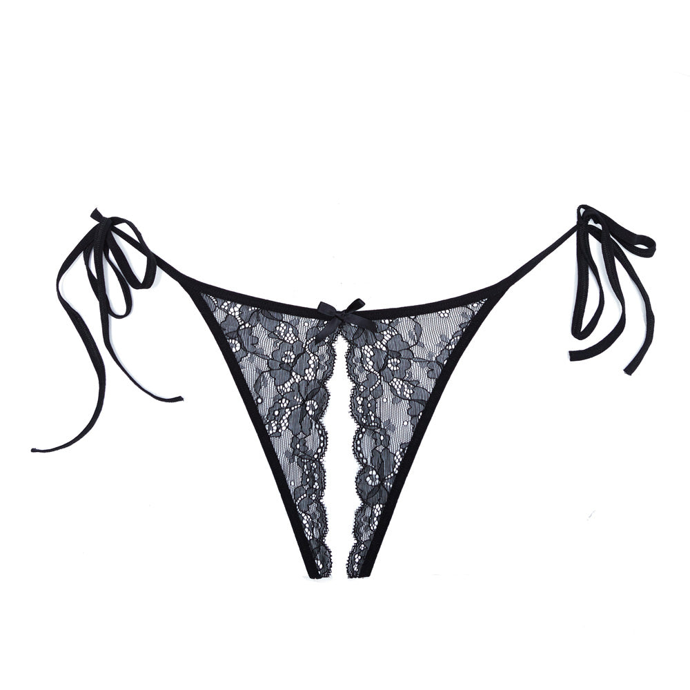 Adore Open Lace Panty Tie Up Sides Black One Size